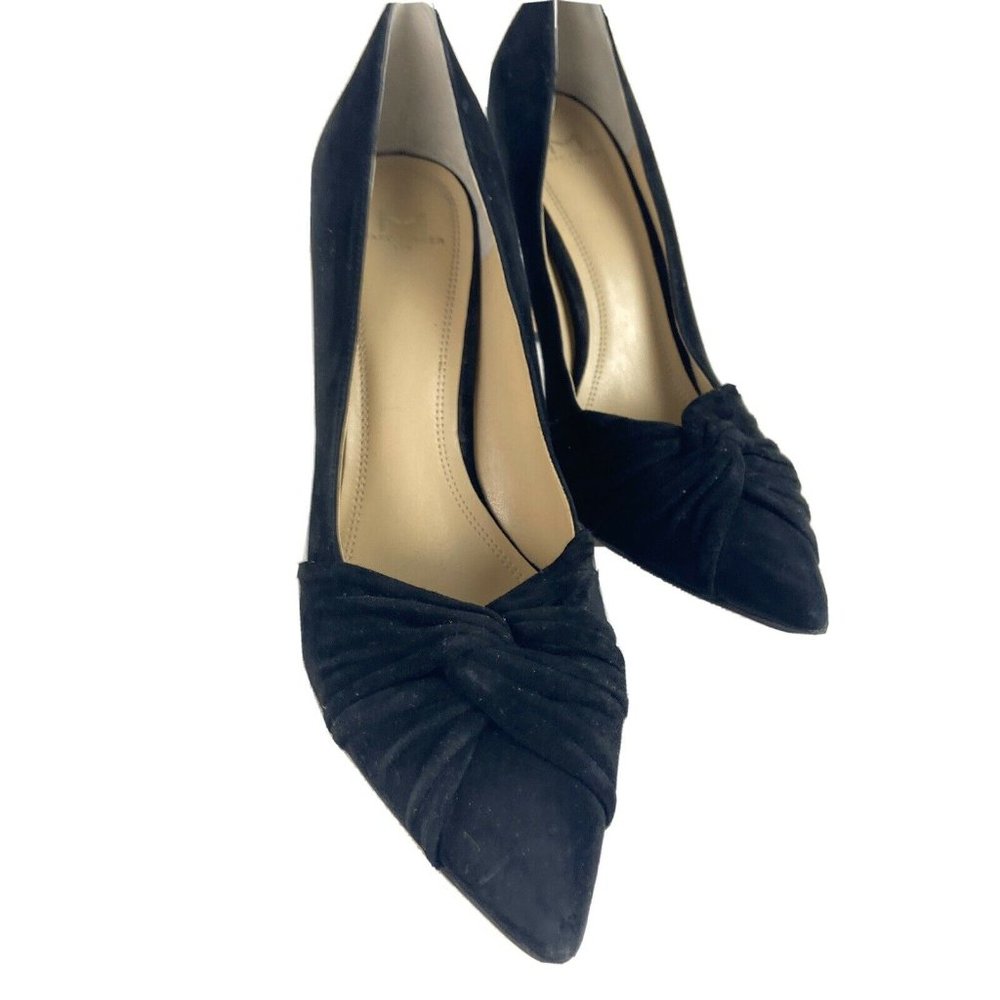 Marc Fisher Black Suede Twist Bow Point Heels PD10